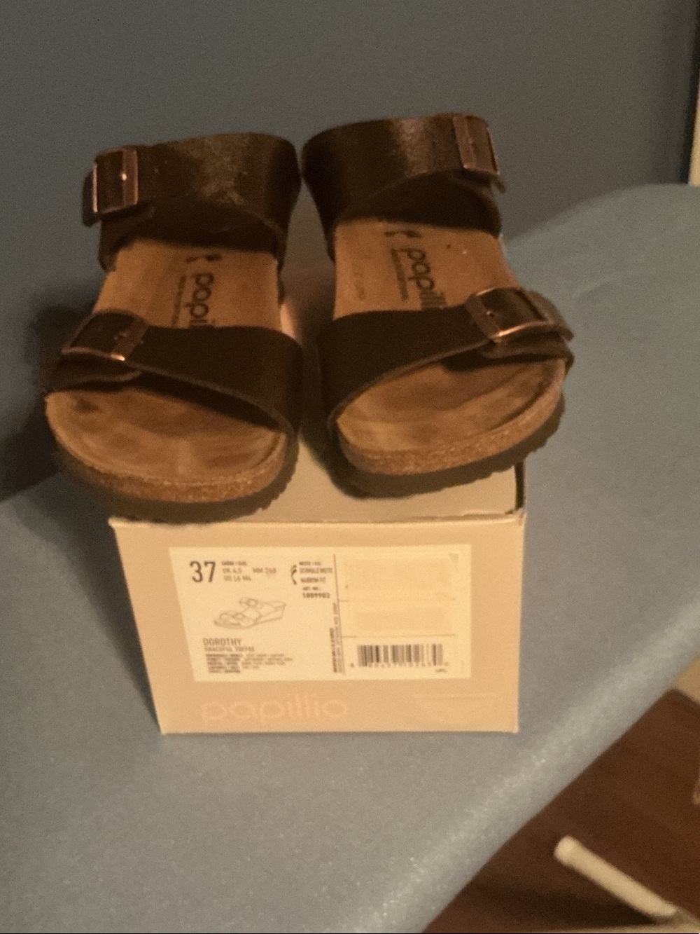 Papillio Brown Double-Buckle Cork Sandals
